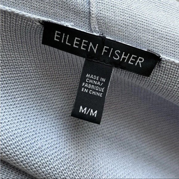 EILEEN FISHER Cardigan Sz M Silk Blue Open Front Shawl Casual Office READ - Picture 2 of 13